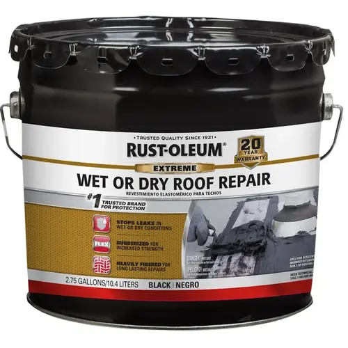 Wet Roof Repair, Black, Liquid, 3.3 gal