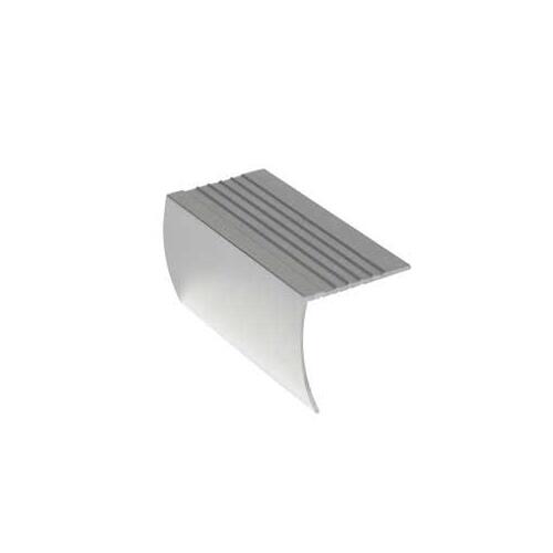 Stair Nose Moulding, 3 ft L, 1-1/8 in W, Aluminum, Bright Clear