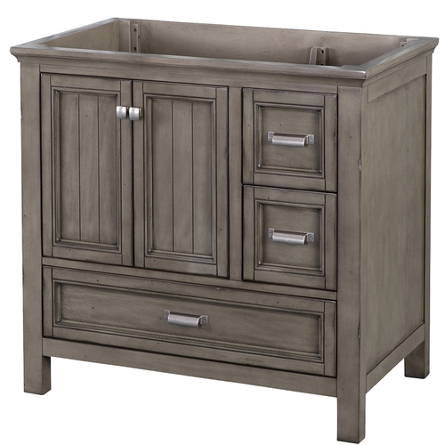 Foremost BAGV3622D Brantley Series Vanity, Wood, Distressed Gray, 2-Cabinet Door, 3-Drawer