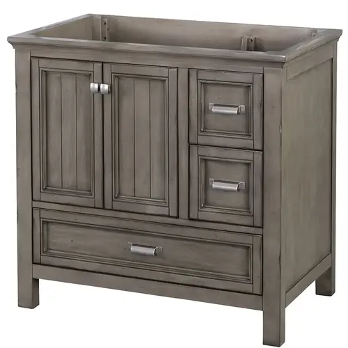 Foremost BAGV3622D Brantley Series Vanity, Wood, Distressed Gray, 2-Cabinet Door, 3-Drawer