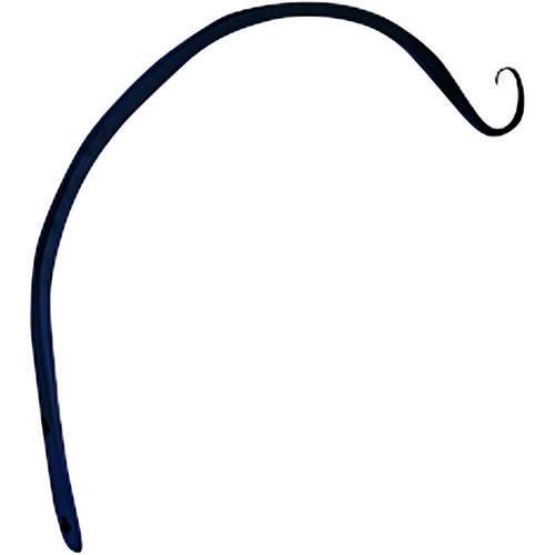 Hanging Plant Hook, 12 in L, Steel, Black, Powder-Coated, Wall Mount Mounting