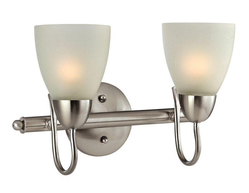 Boston Harbor V83NK02 Vanity Bar Fixture, 60 W, 2-Lamp, A19 or CFL Lamp, Steel Fixture, Brushed Nickel Fixture