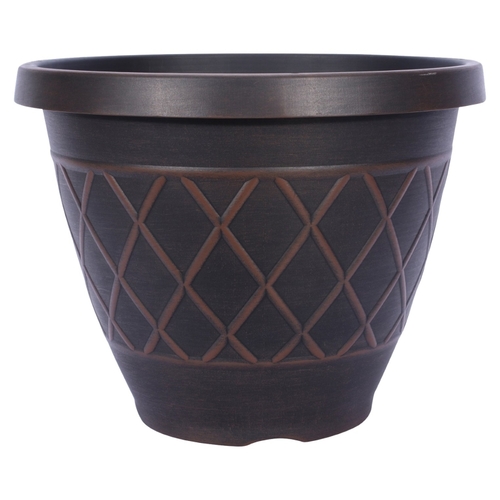 Southern Patio HDR-054832 Planter, Round, Resin, Brown