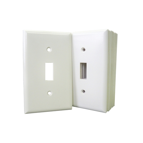 Wallplate, 4-1/2 in L, 2-3/4 in W, 1 -Gang, Thermoset, White, High-Gloss - pack of 10