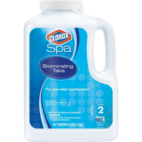 CLOROX 21005CSP Spa Brominating Tablet, 5 lb, Tablet, Faint Halogen, White