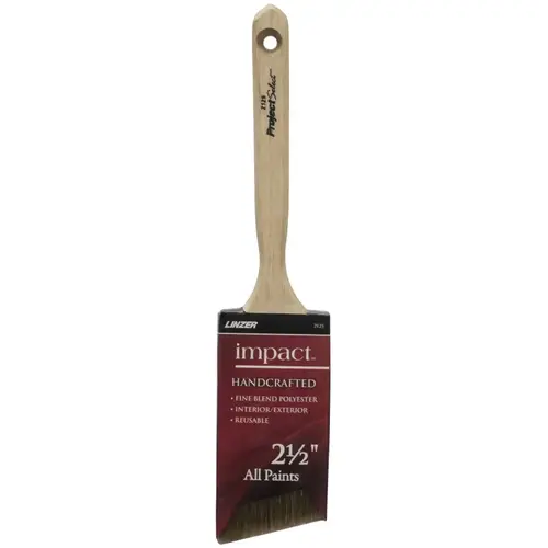 Paint Brush, 2-1/2 in W, Polyester Bristle, Angle Sash Handle Natural