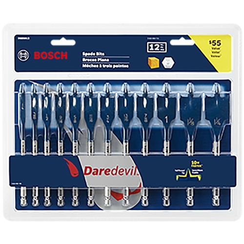 Bosch DSB5012-XCP5 Spade Drill Bit Set, 12-Piece, Carbon Steel - pack of 5