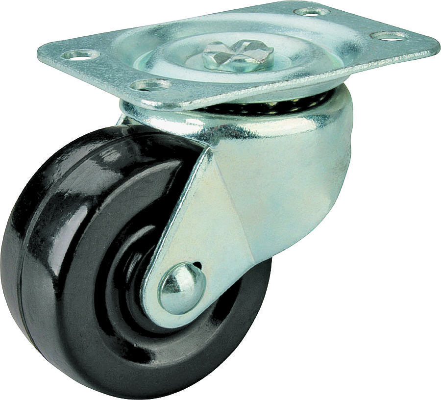 ProSource JC-H05 Swivel Caster, 2 in Dia Wheel, 1 in W Wheel, Rubber Wheel, Black, 125 lb, Steel Housing Material