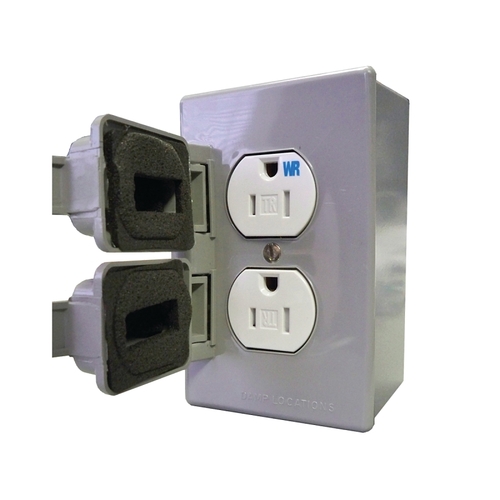 Weatherproof Receptacle Kit, 15 A, 125 V, 2 -Gang, Gray