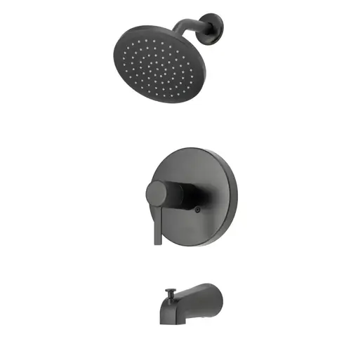 Faucet, 1.75 gpm at 80 psi GPM (L/MIN) PSI Showerhead, 1 Spray Settings, Zinc Tub Spout, Matte Black