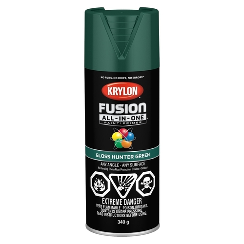 Fusion All-In-One Paint and Primer, Gloss, Hunter Green, 12 oz, Can