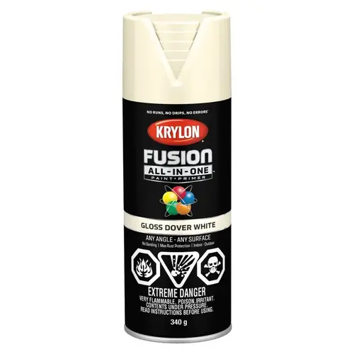 Fusion All-In-One Paint and Primer, Gloss, Dover White, 12 oz, Can