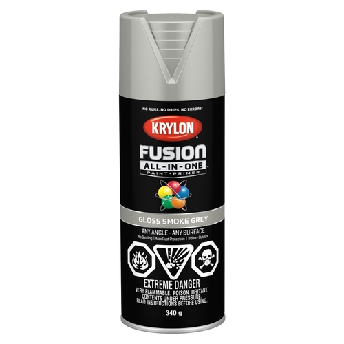 Fusion All-In-One Paint and Primer, Gloss, Smoke Gray, 12 oz, Can