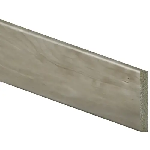 Baseboard Moulding, 8 ft L, 4 in W, 1/2 in Thick, Square Edge Profile, Polystyrene River Gray