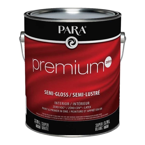 Premium Zero 9030 9030-16 Interior Paint, Semi-Gloss, White, 1 gal