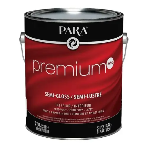 Premium Zero 9030 9030-16 Interior Paint, Semi-Gloss, White, 1 gal - pack of 4