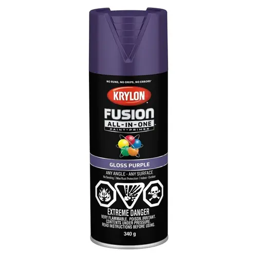 Fusion All-In-One Paint and Primer, Gloss, Purple, 12 oz, Can