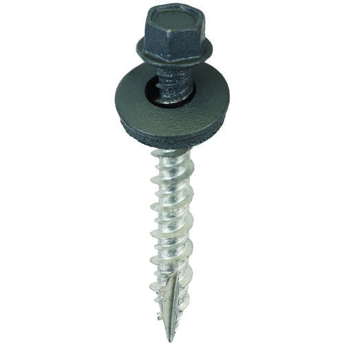 Screw, #9 Thread, High-Low, Twin Lead Thread, Hex Drive, Self-Tapping, Type 17 Point Charcoal Gray