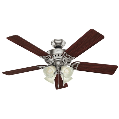 Ceiling Fan, 5-Blade, Cherry/Maple Blade, 52 in Sweep, 3-Speed, With Lights: Yes