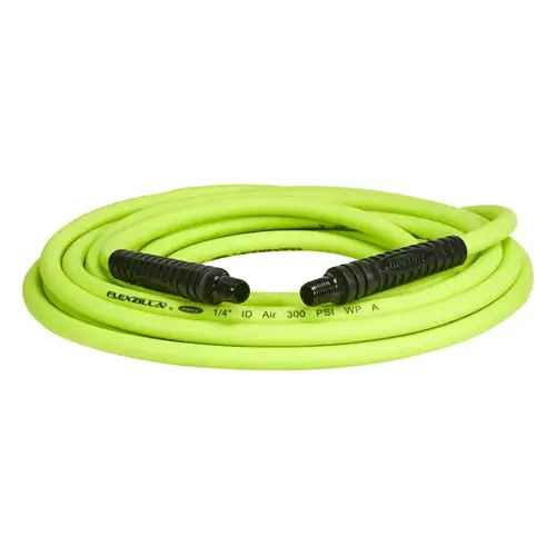 HFZ1425YW2 Premium Air Hose, 1/4 in ID, 25 ft L, MNPT, 300 psi Pressure, Polymer, Green