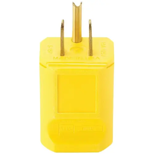 Electrical Plug, 2 -Pole, 15 A, 125 V, Male, NEMA: NEMA 5-15, Yellow