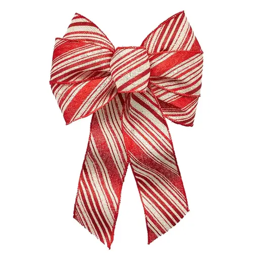 Christmas Specialty Decoration, 1 in H, Stripes, Burlap, Red/White