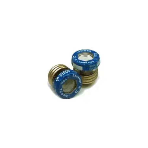 Plug Fuse, 20 A, 125 V, Glass Body, D