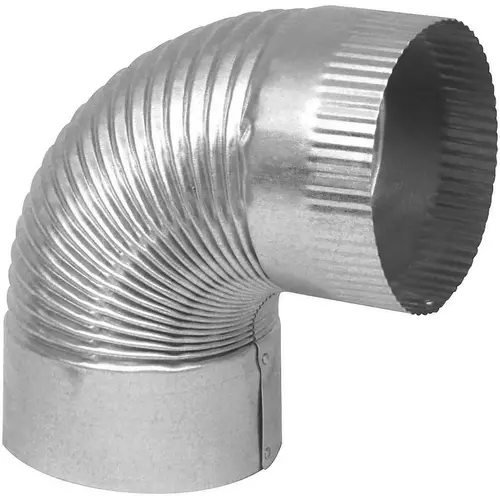 Corrugated Elbow, 5 in Connection, 28 Gauge, Galvanized