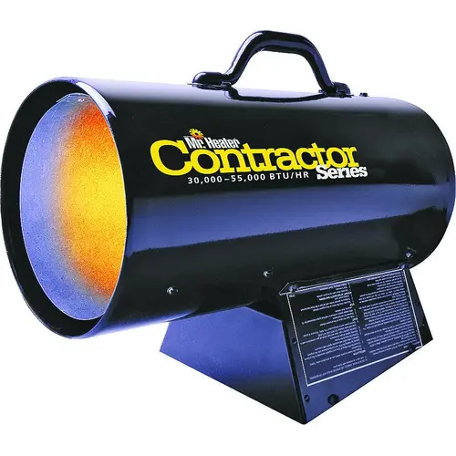 Mr. Heater F271370 Contractor Forced Air Gas Heater, 20 lb Fuel Tank, Propane, 30000 to 60000 Btu, 300 cfm Air