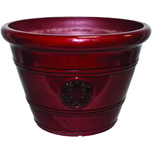 Modesto Planter, 15-1/4 in W, 15-1/4 in D, Vinyl, Oxblood