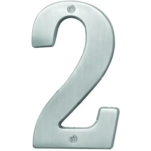 Prestige Series House Number, Character: 2, 5 in H Character, Nickel Character, Solid Brass