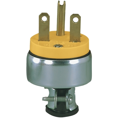 Eaton 2866-BOX-XCP10 2866-6W Armored Plug, 2 -Pole, 15 A, 250 VAC, NEMA: NEMA 6-15, Yellow - pack of 10