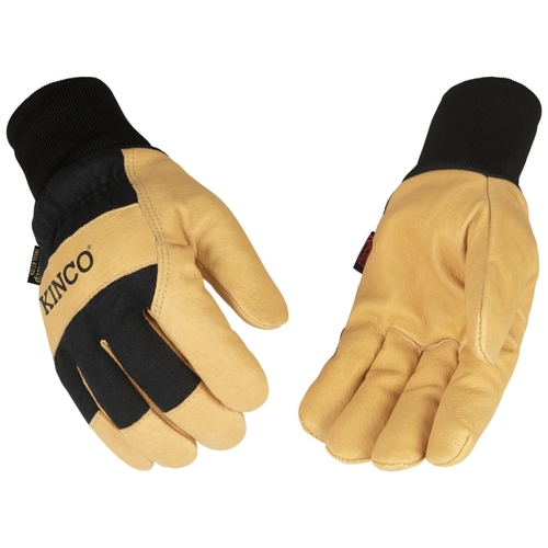 1928 KW-XL Gloves, Men's, XL, Angled Wing Thumb, Elastic Knit Wrist Cuff, Blue/Golden/Yellow