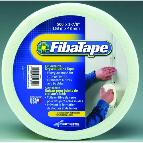 FibaTape Standard Drywall Tape Wrap, 500 ft L, 1-7/8 in W, White - pack of 12