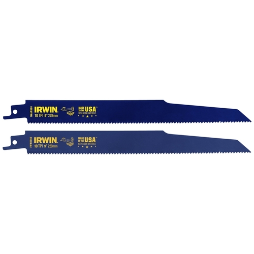 Reciprocating Saw Blade, 0.865 in W, 9 in L, 10 TPI, HSS Cutting Edge - pack of 2