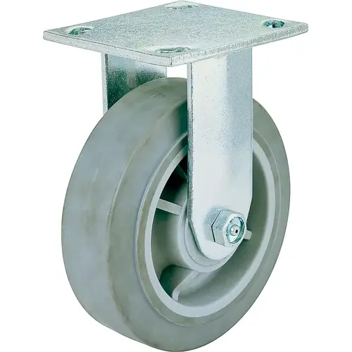 Rigid Caster, 4 in Dia Wheel, 2 in W Wheel, Thermoplastic Rubber Wheel, Gray, 350 lb