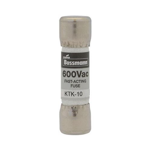 KTK-10 Fast Acting Fuse, 10 A, 600 V, 100 kA Interrupt, Melamine Body