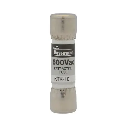 Bussmann KTK-25 Fast Acting Fuse, 25 A, 600 V, 100 kA Interrupt, Melamine Body Black