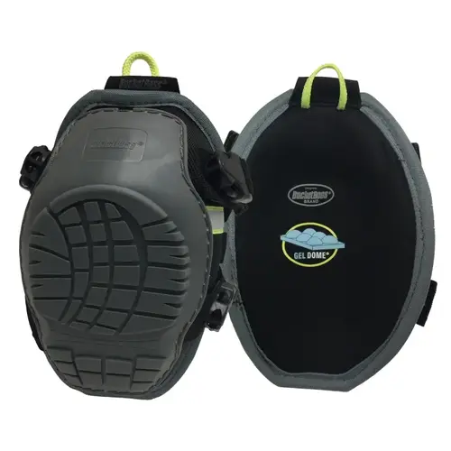 Bucket Boss GX2 KneeKeeper HV Series Molded GelDome Nonmar Knee Pad, Gel Foam Pad, Tri-Buckle Closure Pair Gray