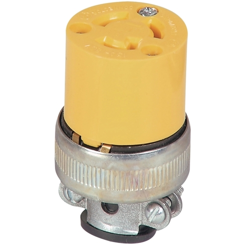 Arrow Hart 2493-BOX Locking Connector, 2 -Pole, 15 A, 125 V, Yellow