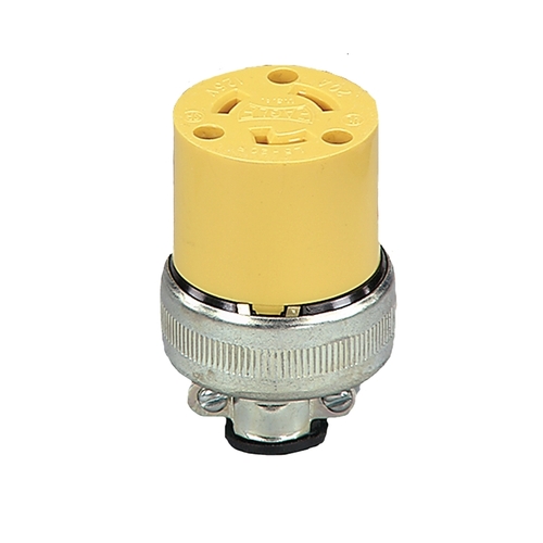 Locking Connector, 2 -Pole, 20 A, 125 V, NEMA: NEMA L5-20, Yellow