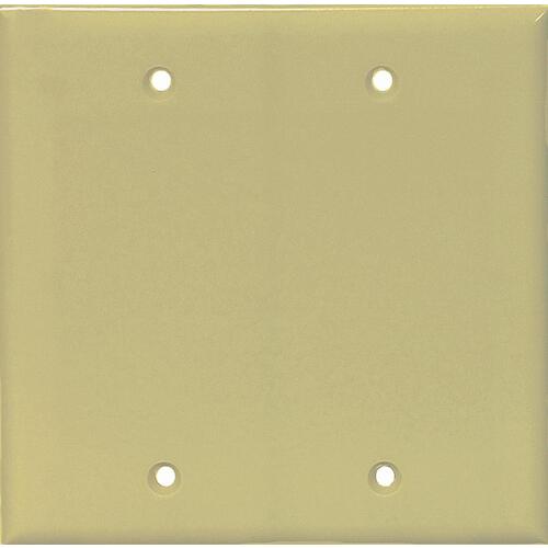 Wallplate, 4.95 in L, 4.88 in W, 2 -Gang, Polycarbonate, Ivory, High-Gloss