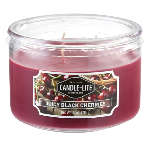 Candle Lite 1879565 Scented Terrace Jar Candle, Juicy Black Cherries Fragrance, Burgundy Candle