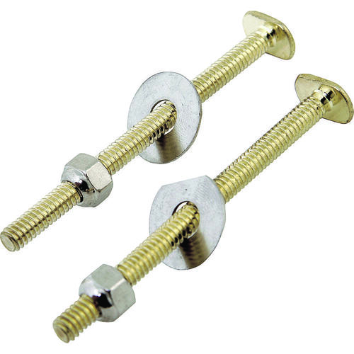 Bolt Set, Steel, Brass, For: Use to Attach Toilet to Flange - pack of 2