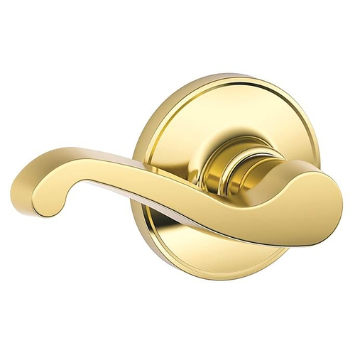 J10V LAS 605 Door Lever, Zinc, Bright Brass, 2-3/8, 2-3/4 in Backset, 1-3/8 to 1-3/4 in Thick Door Gold