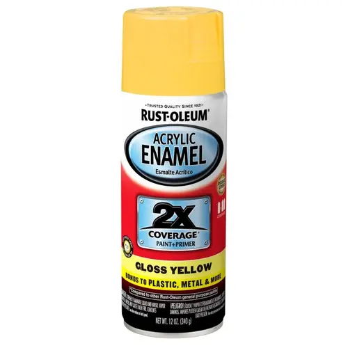 Acrylic Enamel, Gloss, Yellow, 12 oz, Can