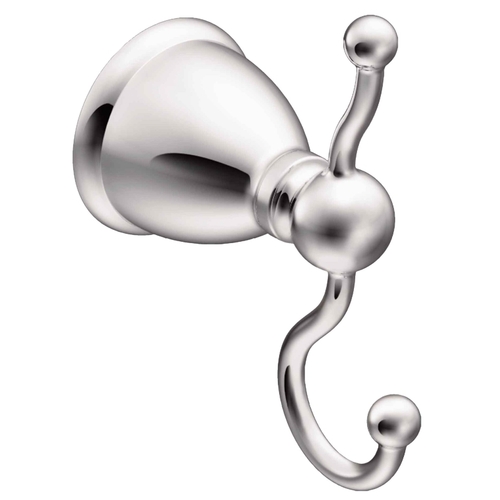 Moen Y3103CH Caldwell Series Robe Hook, 2-Hook, Zinc, Chrome, Wall Mounting