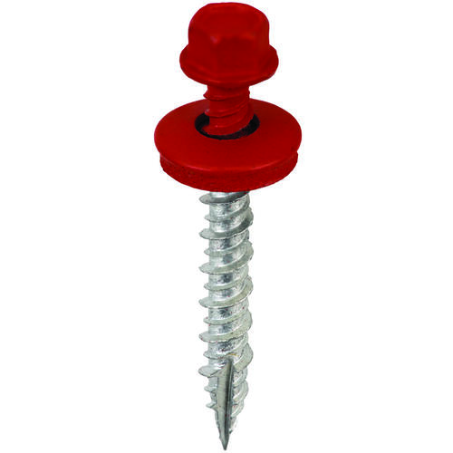 Screw, #9 Thread, High-Low, Twin Lead Thread, Hex Drive, Self-Tapping, Type 17 Point Crimson