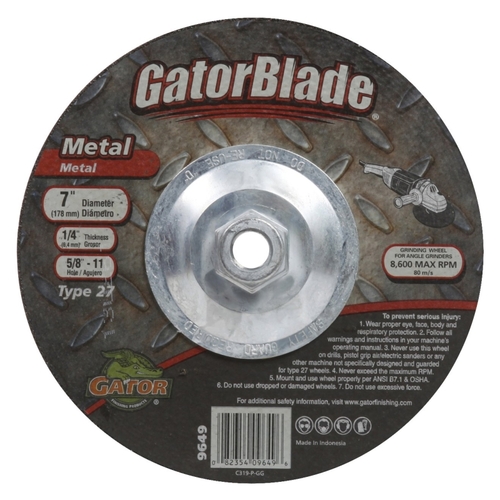 Cut-Off Wheel, 7 in Dia, 1/4 in Thick, 5/8-11 in Arbor, 24 Grit, Silicone Carbide Abrasive