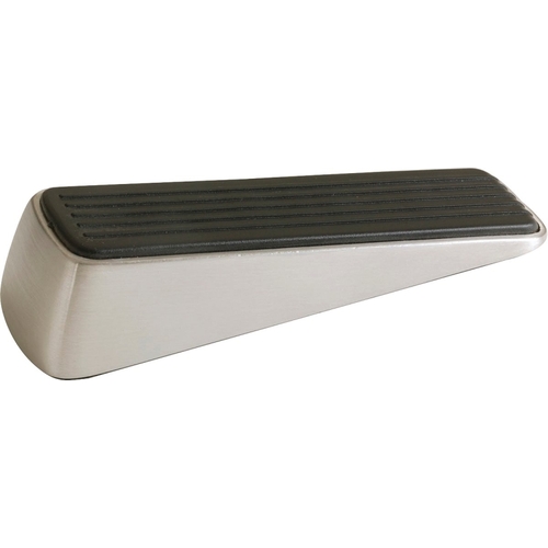 Wedge Door Stop, Rubber, Satin Nickel